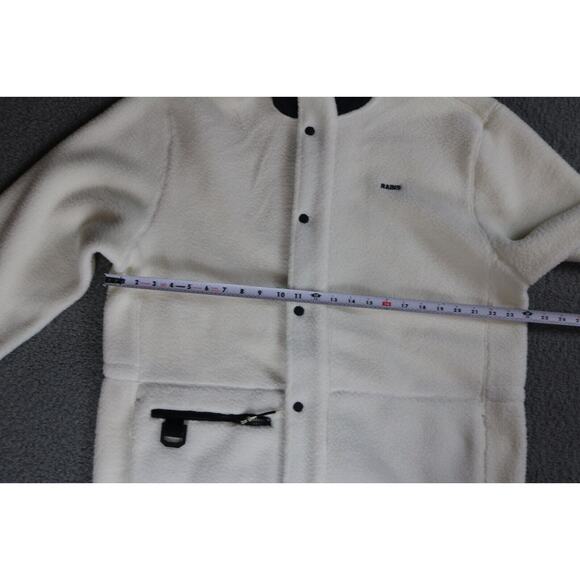 New Rains Coats Mens XL White Heavy Long Fleece Jacket Fossil Button Pockets - Picture 7 of 14